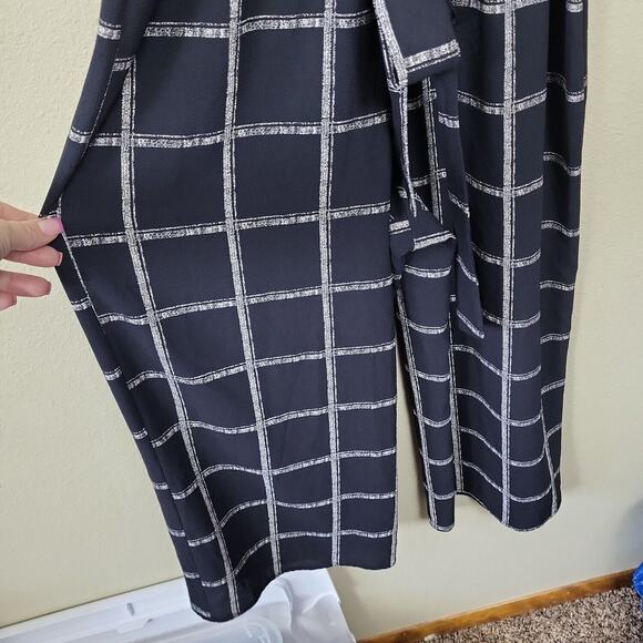 Y2K Office Siren Jumpsuit Black White Windowpane V Neck Officecore Corpcore Sm - Picture 4 of 9